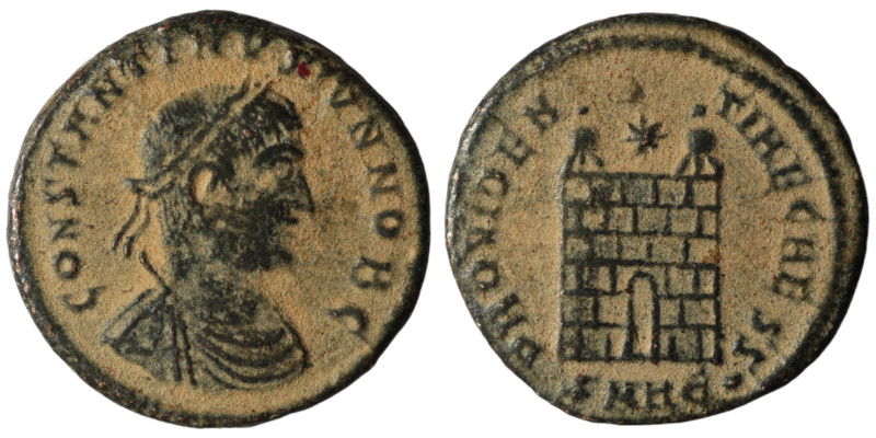 Constantinus II. (333-334 AD). Follis. Heraclea. Obv: CONSTANTINVS IVN NOB C. la...