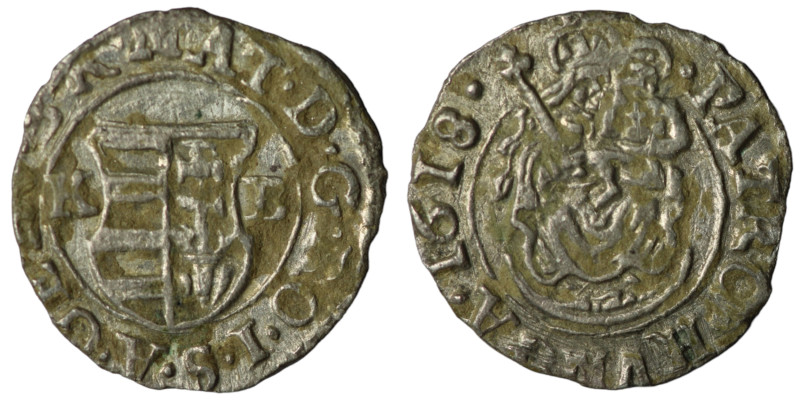 Hungary. Matthias II. (1618) BI Denar. 14mm, 0,42g