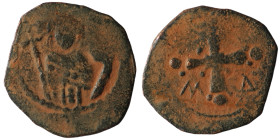 Crusader States. Principality of Antioch. Tancred, regent, (1101-1112). Follis. artificial sandpatina. 21mm, 2,02g