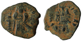 Byzantine-Islamic. Umayyad Fals `Abd al-Malik ibn Marwan. (685-705 AD) CU. artificial sandpatina. 21mm, 2,46g