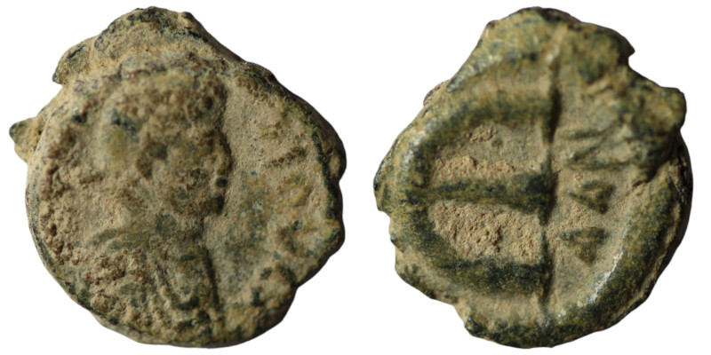 Justinian I. (527-565 AD). Æ Pentanummium. Antioch. Obv: diademed bust Justinian...