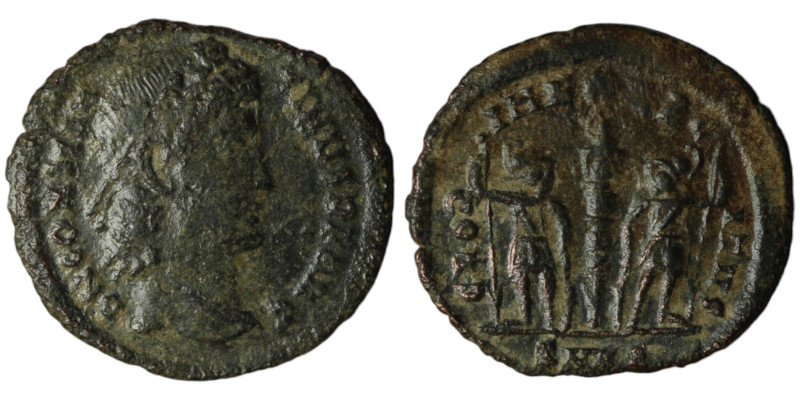 Constans. (346-349 AD). Æ Follis. Antioch. Obv: DN FL CONSTANS PF AVG. pearl-dia...