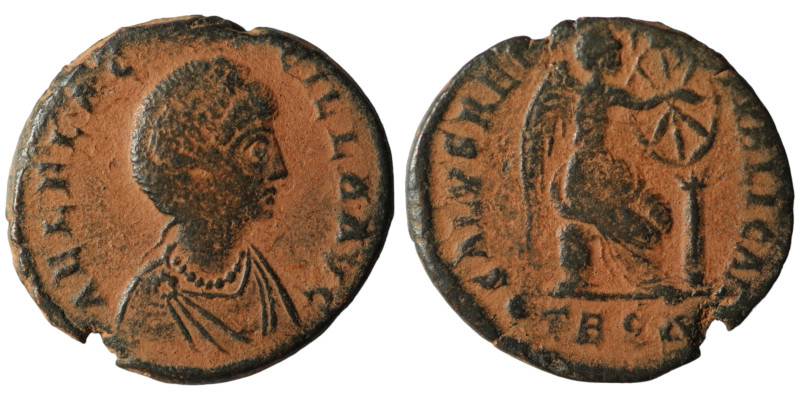 Aelia Flaccilla. ( 383-388 AD). Follis. Thessalonica. Obv: AEL FLACCILLA AVG. Pe...