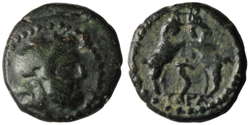 Pisidia. Sagalassos. (100-27 BC) Bronze Æ. Obv: head of Zeus right. Rev: rampant...