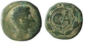 Augustus. (27 BC - 14 AD). Æ Bronze. Syria. Antioch. Obv: laureate bust of Augustus right. Rev: CA in wreath. 22mm, 10,34g