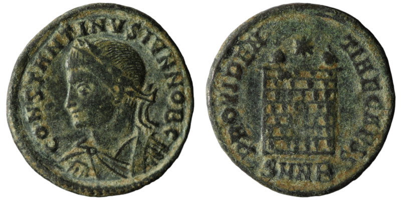 Constantinus II. (333-334 AD). Follis. Antioch. Obv: CONSTANTINVS IVN NOB C. lau...