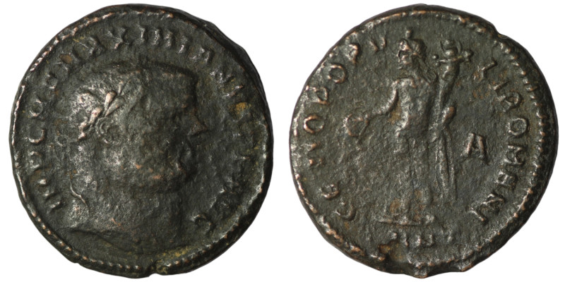 Maximianus. (294 AD). Æ Follis. Antioch. Obv: IMP C MAXIMIANVS P F AVG. laureate...