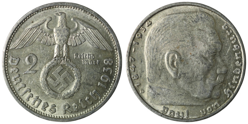 Germany. (1938) AR 2 Reichsmark. 25mm, 7,93g