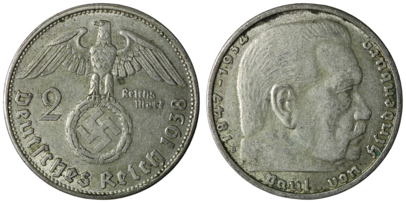 Germany. (1938) AR 2 Reichsmark. 25mm, 7,93g