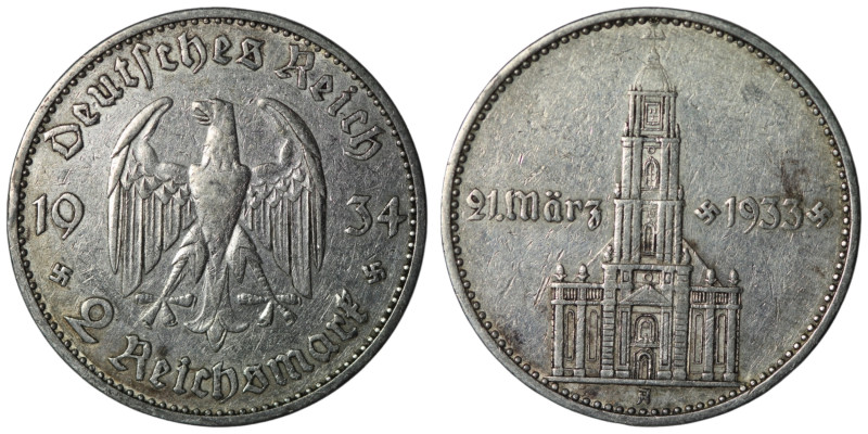 Germany. (1934) AR 2 Reichsmark. 25mm, 7,98g