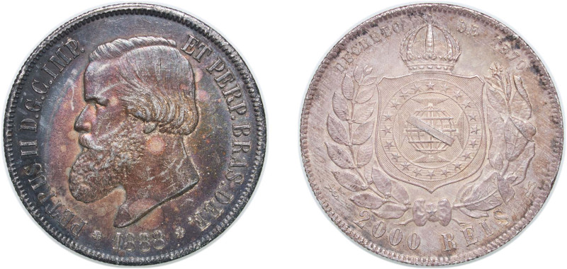 Brazil Empire 1888 2000 Réis - Pedro II Silver (.917) Rio de Janeiro Mint (74678...