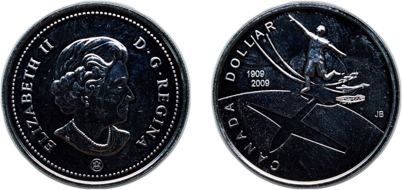 Canada Commonwealth 2009 1 Dollar - Elizabeth II (First Flight) Silver (.925) Ot...