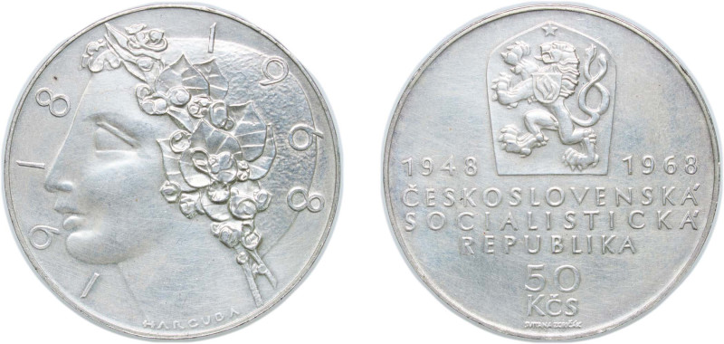 Czechoslovakia Socialist Republic 1968 50 Korun (Independence) Silver (.900) (58...