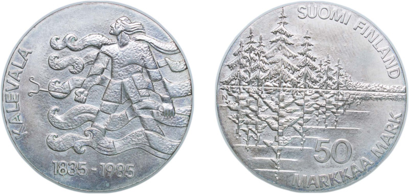 Finland Republic 1985 P 50 Markkaa (Kalevala) Silver (.500) Helsinki Mint (30000...