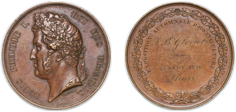 France Kingdom 1836 Medal - Louis Philippe I (Exposition automnale d'horticultur...