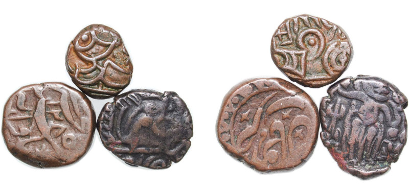 India 9th-13th Centuries Coinage (3 Lots) Copper VF