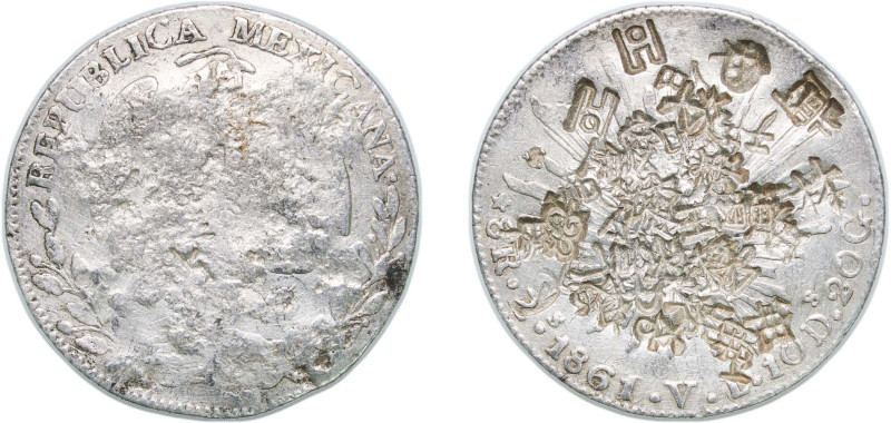 Mexico Federal Republic 1861 Zs VL 8 Reales Silver (.903) Zacatecas Mint 27.15g ...