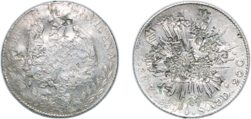 Mexico Federal Republic 1884 Zs JS 8 Reales Silver (.903) Zacatecas Mint 27.1g V...