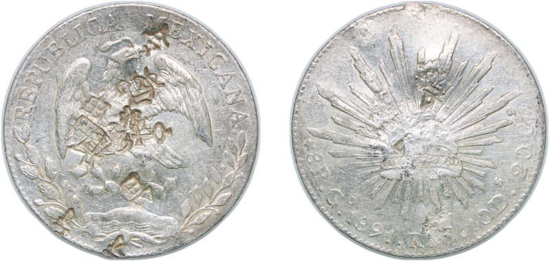 Mexico Federal Republic 1891 Go RS 8 Reales Silver (.903) Guanajuato Mint (31970...