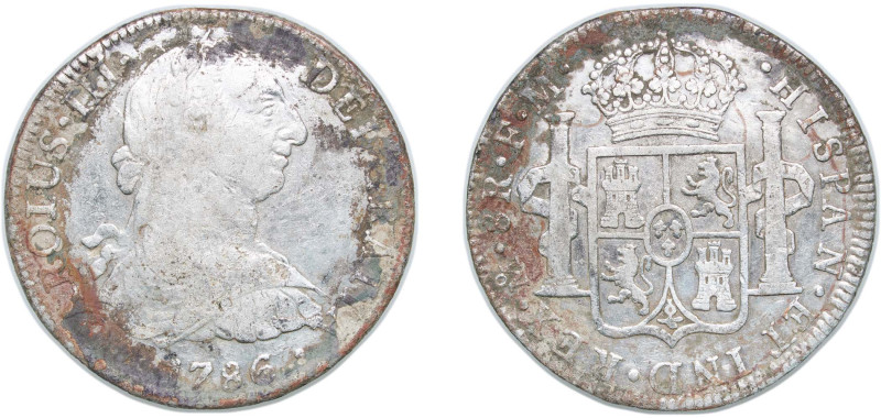 Mexico Spanish colony 1786 Mo FM 8 Reales - Carlos III Silver (.896) Mexico City...