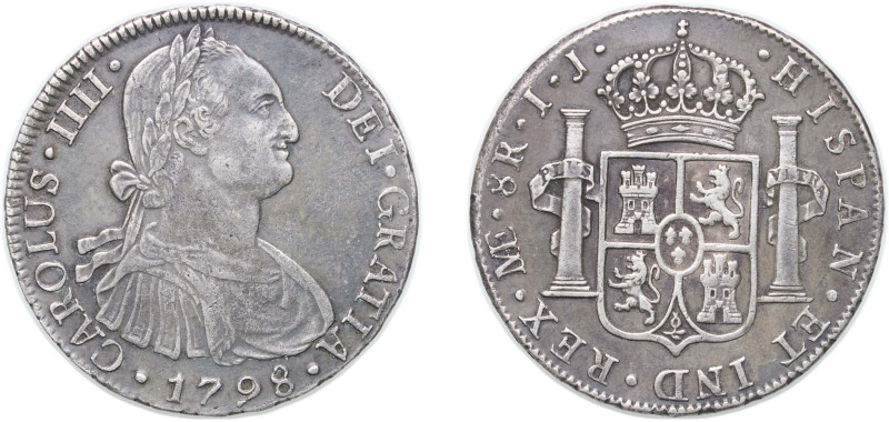 Mexico Spanish colony 1798 Mo FM 8 Reales - Carlos IV Silver (.903) Mexico City ...