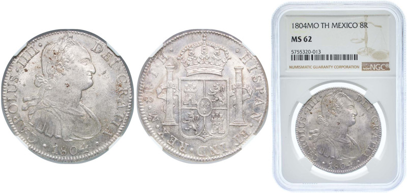 Mexico Spanish colony 1804 Mo TH 8 Reales - Carlos IV Silver (.903) Mexico City ...