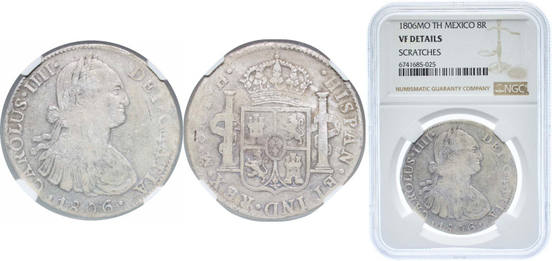 Mexico Spanish colony 1806 Mo TH 8 Reales - Carlos IV Silver (.903) Mexico City ...