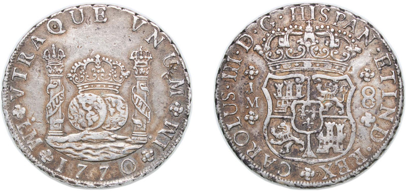 Peru Spanish colony 1770 LIMA JM 8 Reales - Carlos III Silver (.917) Lima Mint 2...