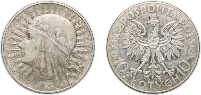 Poland Second Republic 1933 MW 10 Zlotys (Polonia) Silver (.750) Warsaw Mint (28...