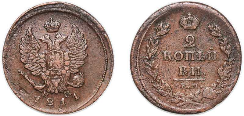 Russia Russian Empire 1811 ЕМ НМ 2 Kopecks - Aleksandr I Copper Ekaterinburg Min...