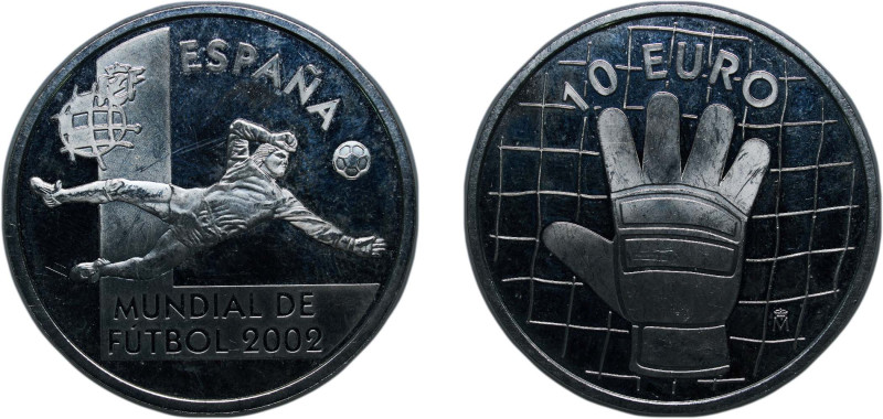 Spain Kingdom 2002 M 10 Euros (2002 FIFA World Cup - Letter "L") Silver (.925) M...