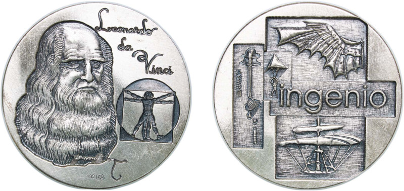 Spain Kingdom ND Medal - Leonardo da Vinci (Ingenio) Silver (.999) 50.12g UNC