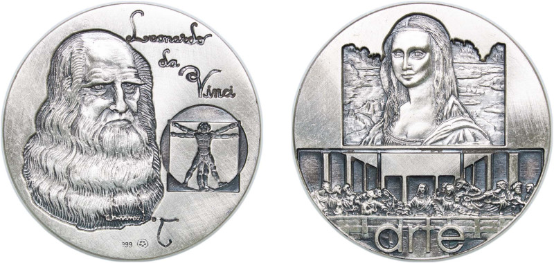 Spain Kingdom ND Medal - Leonardo da Vinci (Arte) Silver (.999) 50.69g UNC