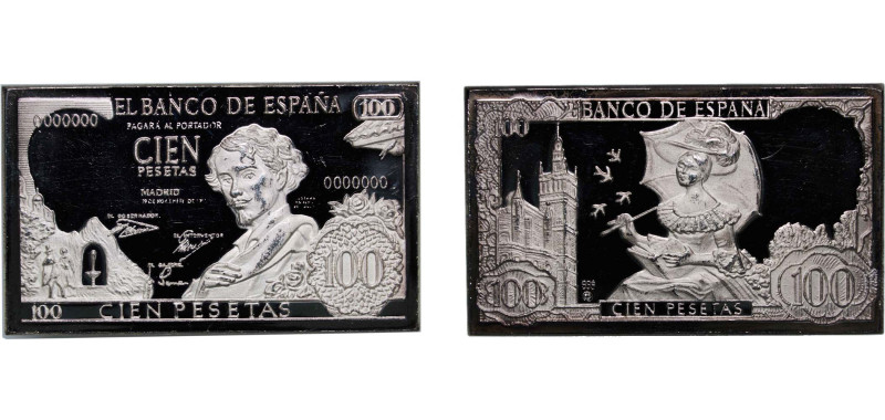 Spain Kingdom ND Medal - 100 Pesetas Banknote 1965 Silver (.999) 46.86g PF