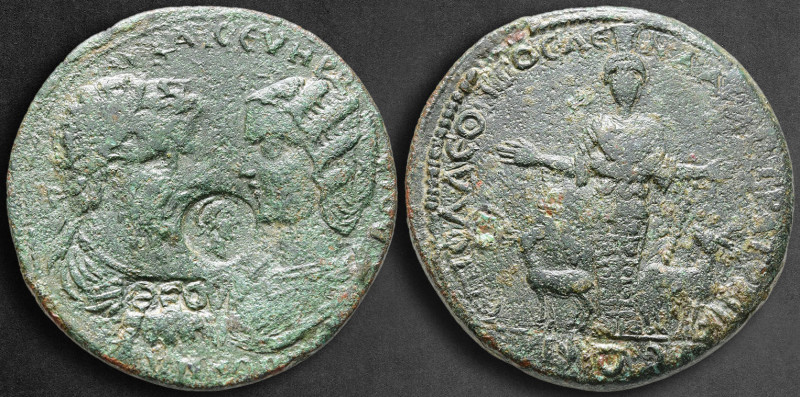 Caria. Stratonikeia. Septimius Severus, with Julia Domna AD 193-211. 
Bronze Æ...