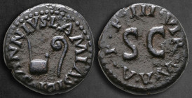Augustus 27 BC-AD 14. Lamia, Silius, and Annius, as III viri monetales. Rome. Quadrans Æ