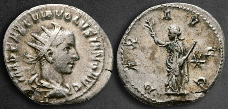 Volusian AD 251-253. Rome
Antoninianus AR

23 mm, 3,36 g

IMP CAE C VIB VOL...