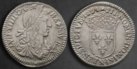 France. Louis XIV AD 1643-1715. 1/12 Ecu AR 1661