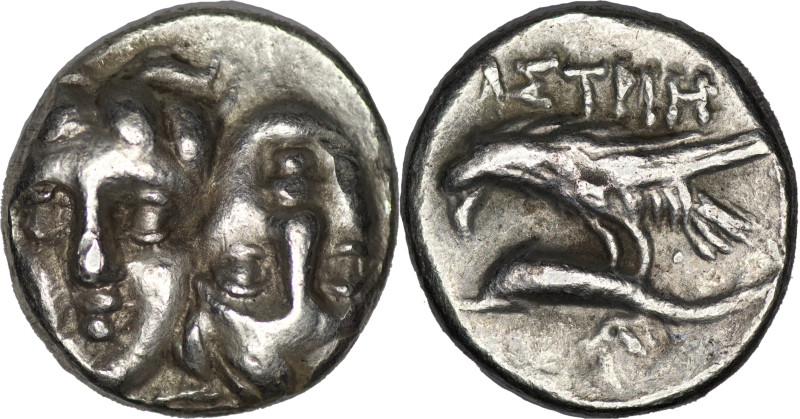 MOESIA, Istros (Circa 313-280 BC). AR Drachm (4.74g/ 17mm ). Facing male heads, ...