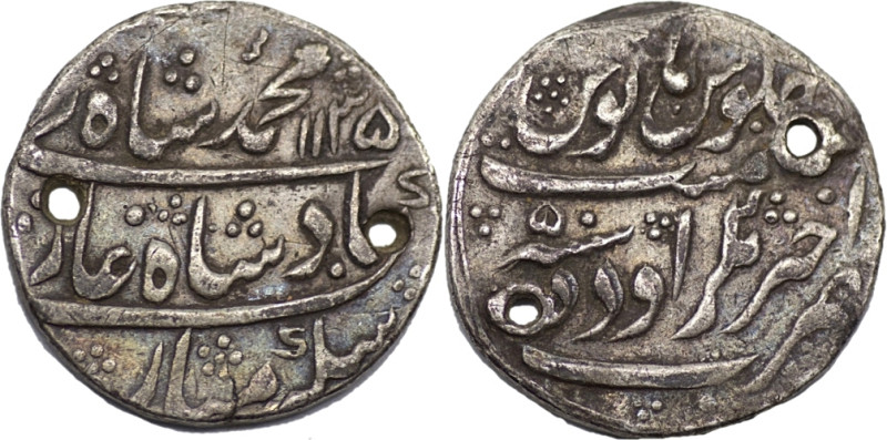 Muhammad Shah, 1719-1748, AR rupee (11.09g/ 25mm ), Akhtarnagar Awadh, AH1135 ye...