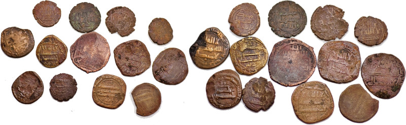 Group lot of 13 AE Islamic coins, including Umayyad, Abbasid and Mongol. Includi...