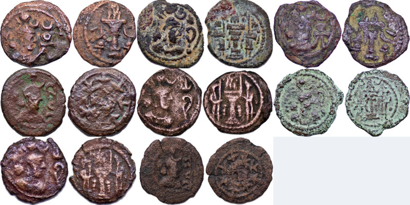 Group Lot of 8 Sasanian AE Pashiz, various rulers, including rare samples. Fine ...