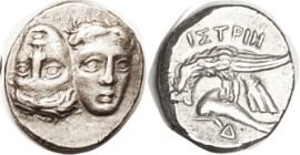 ISTROS, Drachm, c. 400-350 BC, 2 Male heads, left inver-ted/Eagle on dolphin, Delta below, Choice VF-EF/EF, centered & well struck, good metal with lt...