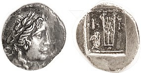 KRAGOS, Lycian League Hemidrachm, c. 40-20 BC, Apollo head r/ Lyre, eagle on omp...