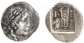 KRAGOS, Lycian League Hemidrachm, c. 40-20 BC, Apollo head r/ Lyre, eagle on omphalos, in incuse square; VF, sl off-ctr, a little crudeness much detai...