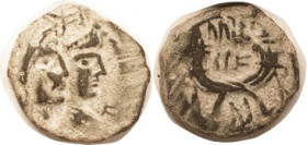 NABATAEA, Aretas IV & Queen Shaqilath, 9 BC - 40 AD, Æ19, Conjoined heads r/crossed cornucopiae & lgnds, GIC-5699; AVF, dark patina with strong earthe...