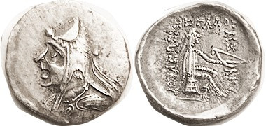 PARTHIA, Mithradates I, 185-170 BC, Drachm, Sellw. 10.1, bust in bashliq/ archer...