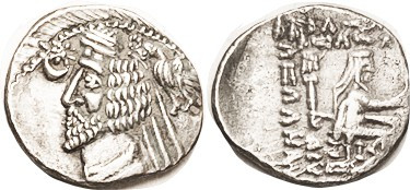 PARTHIA, Phraates IV, Drachm, Sellw. 54.8, EF/VF, obv nrly centered & quite shar...