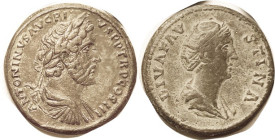 A. PIUS & FAUSTINA Sr., Sest, Bust r/bust r, COPY, VF+/AVF, patinated, fairly nice, not silly looking.