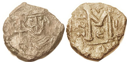 JUSTIANIAN II, Follis, S-1260, Facg bust/M, CON-II-E; F-VF, centered on unround ...